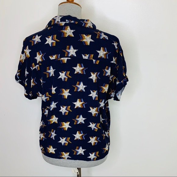 Lularoe Amy Dolman Button down top - XS - dark navy blue with stars - Picture 2 of 6